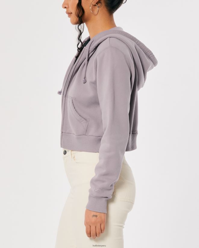 educación física Hollister Feel Good mini sudadera con cremallera completa gris púrpura 086N62233 mujer tapas