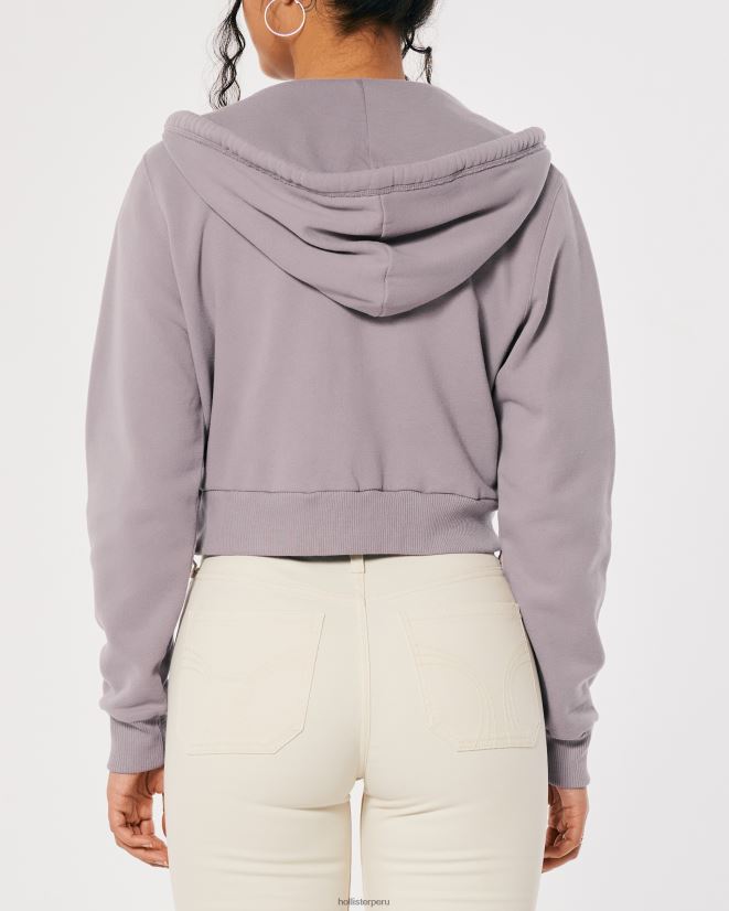 educación física Hollister Feel Good mini sudadera con cremallera completa gris púrpura 086N62233 mujer tapas