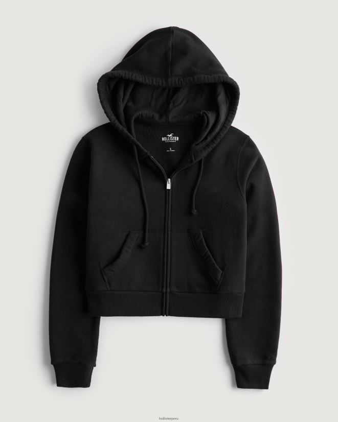 educación física Hollister Feel Good mini sudadera con cremallera completa negro 086N6283 mujer tapas