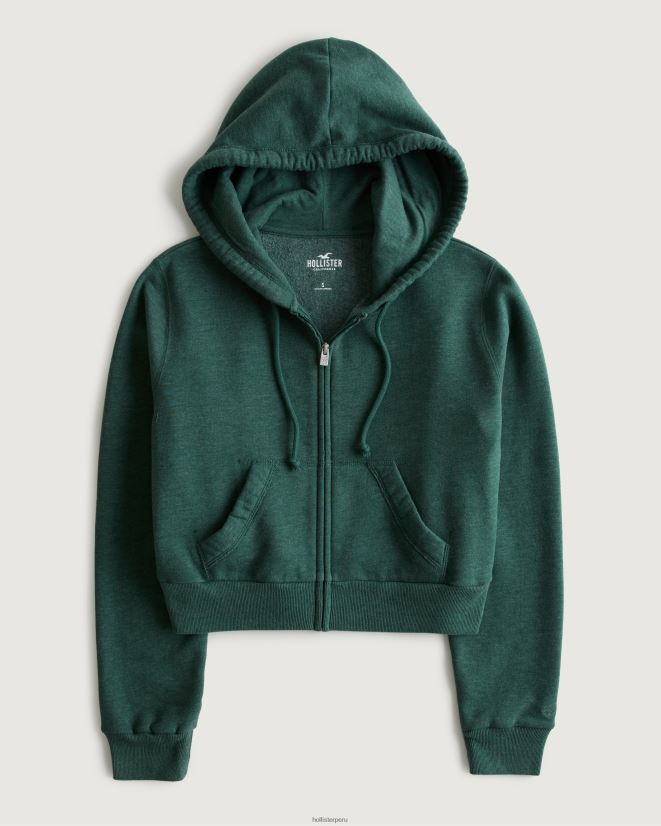 educación física Hollister Feel Good mini sudadera con cremallera completa verde 086N62175 mujer tapas