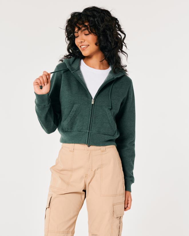 educación física Hollister Feel Good mini sudadera con cremallera completa verde 086N62175 mujer tapas