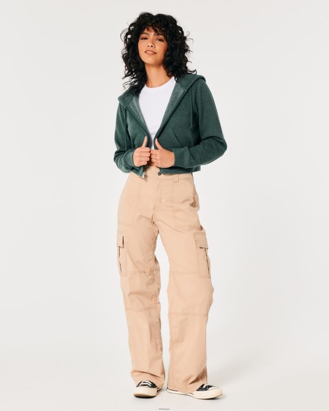 educación física Hollister Feel Good mini sudadera con cremallera completa verde 086N62175 mujer tapas