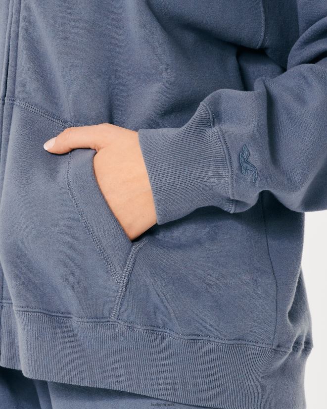 educación física Hollister Feel Good sudadera extragrande con cremallera completa azul 086N6275 mujer tapas