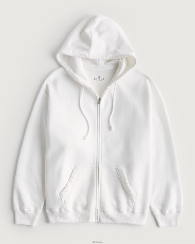 educación física Hollister Feel Good sudadera extragrande con cremallera completa blanco 086N6281 mujer tapas