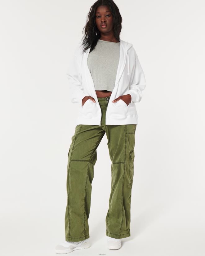 educación física Hollister Feel Good sudadera extragrande con cremallera completa blanco 086N6281 mujer tapas