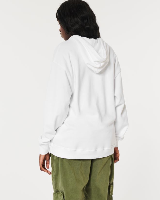 educación física Hollister Feel Good sudadera extragrande con cremallera completa blanco 086N6281 mujer tapas