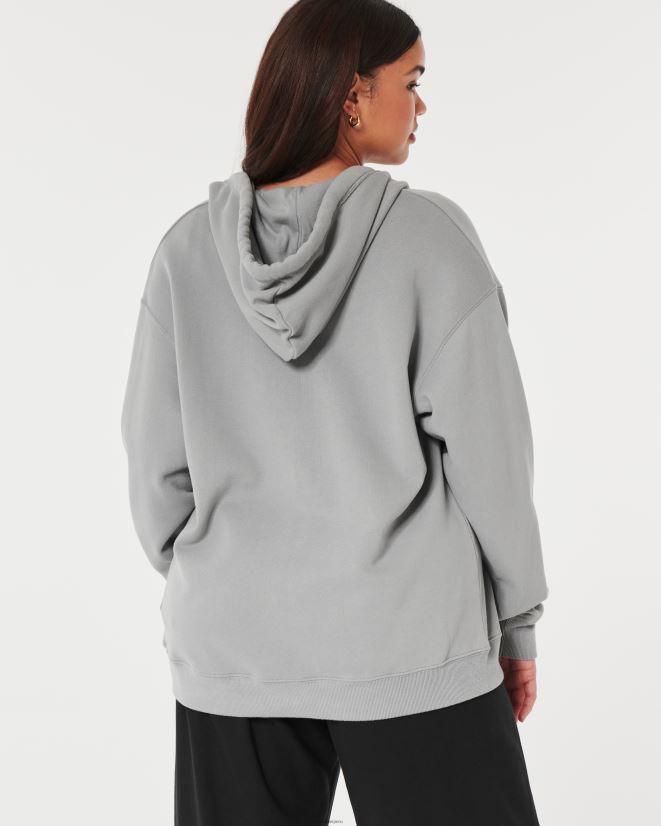 educación física Hollister Feel Good sudadera extragrande con cremallera completa gris 086N62166 mujer tapas