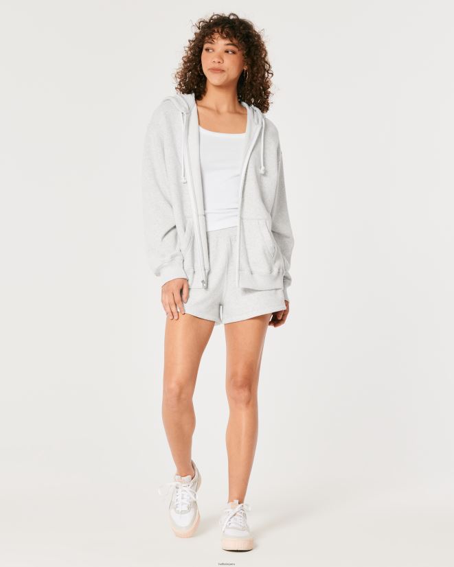 educación física Hollister Feel Good sudadera extragrande con cremallera completa gris jaspeado claro 086N6229 mujer tapas