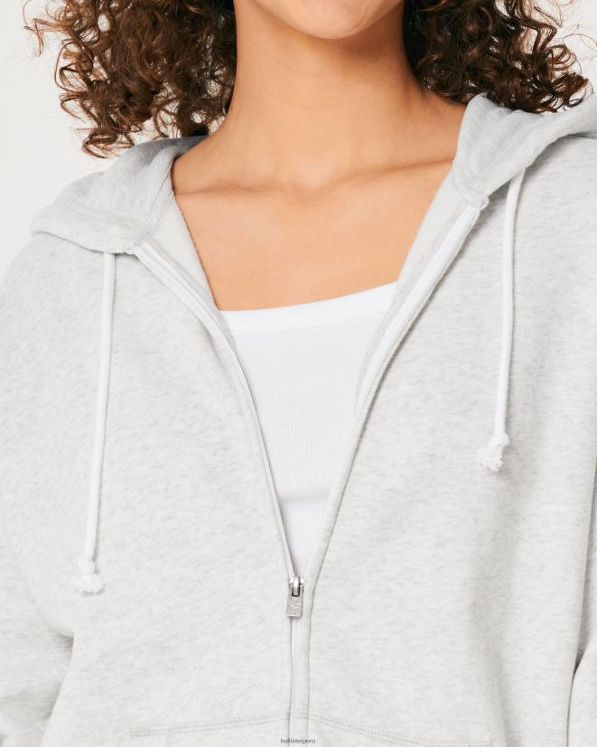 educación física Hollister Feel Good sudadera extragrande con cremallera completa gris jaspeado claro 086N6229 mujer tapas