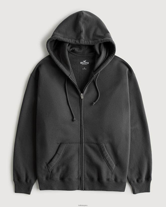 educación física Hollister Feel Good sudadera extragrande con cremallera completa gris oscuro 086N6226 mujer tapas