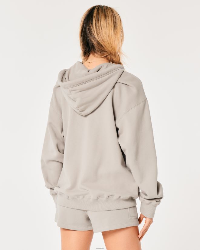 educación física Hollister Feel Good sudadera extragrande con cremallera completa gris pardo 086N6244 mujer tapas