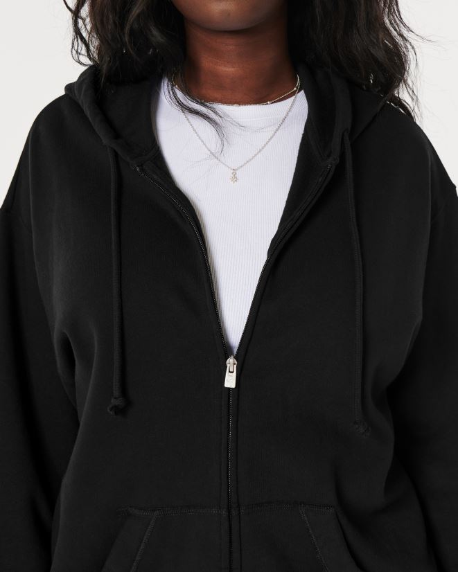 educación física Hollister Feel Good sudadera extragrande con cremallera completa negro 086N624 mujer tapas