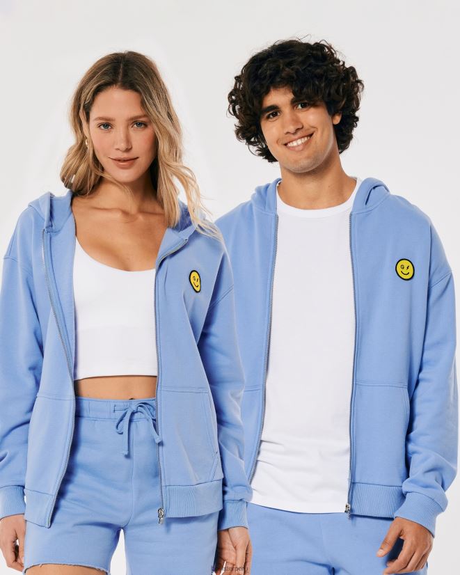 educación física Hollister Sudadera con capucha y cierre completo con logo de la serie Smile de Gilly Hicks azul 086N62441 mujer tapas