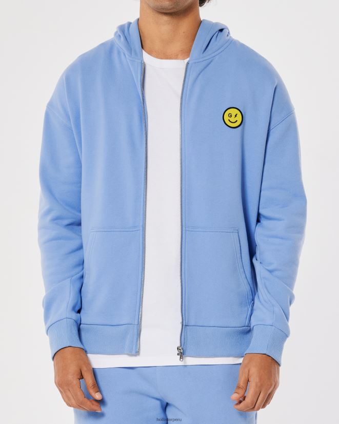 educación física Hollister Sudadera con capucha y cierre completo con logo de la serie Smile de Gilly Hicks azul 086N62441 mujer tapas