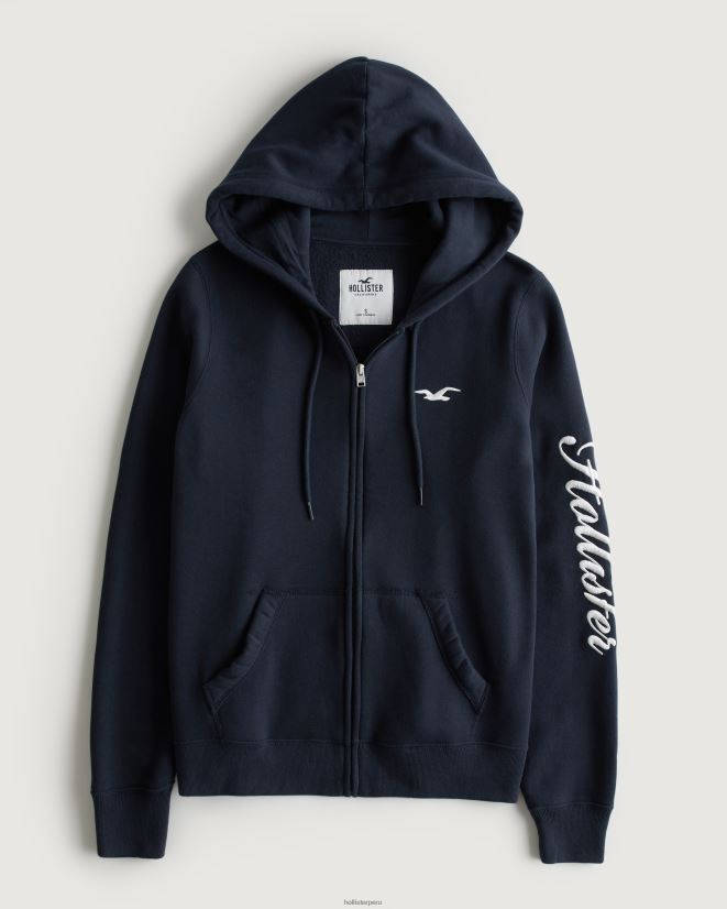 educación física Hollister sudadera con capucha y cremallera completa Easy Azul marino 086N62119 mujer tapas