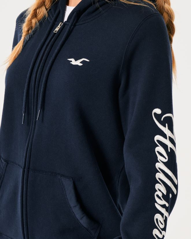 educación física Hollister sudadera con capucha y cremallera completa Easy Azul marino 086N62119 mujer tapas
