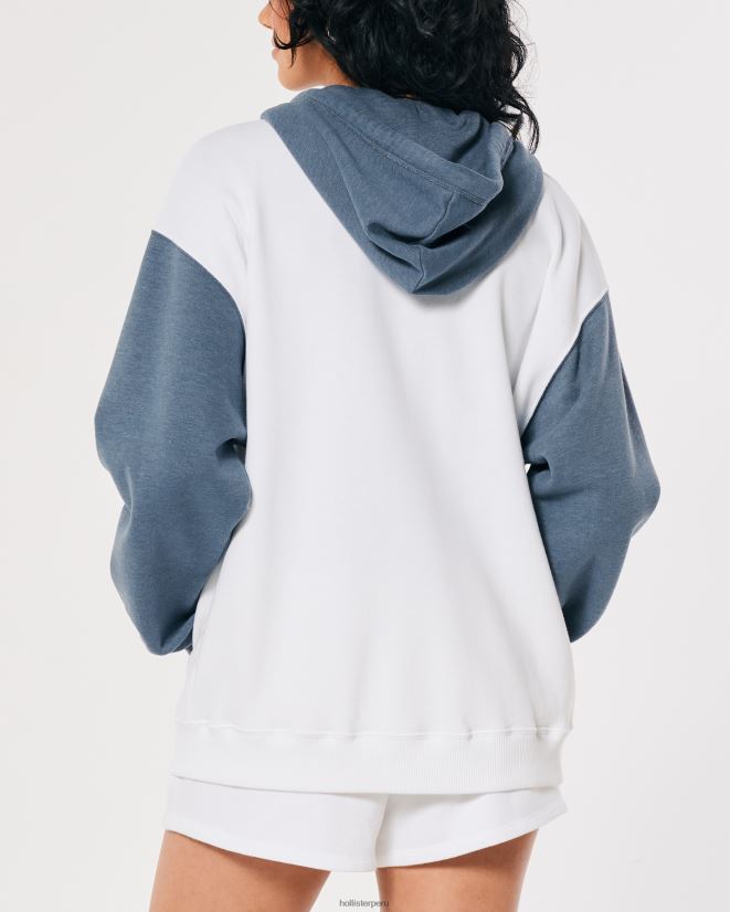 educación física Hollister sudadera con capucha y cremallera completa con gráfico california extragrande azul marino y blanco 086N62259 mujer tapas