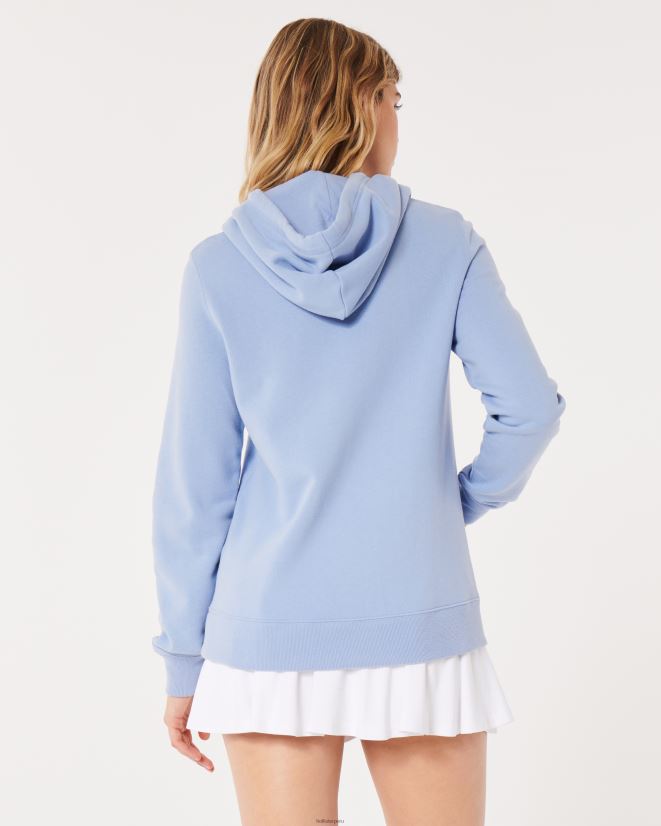 educación física Hollister sudadera con capucha y gráfico del logo azul claro 086N62315 mujer tapas