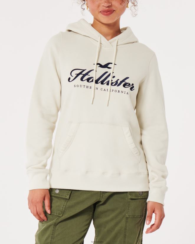 educación física Hollister sudadera con capucha y gráfico del logo crema 086N62320 mujer tapas