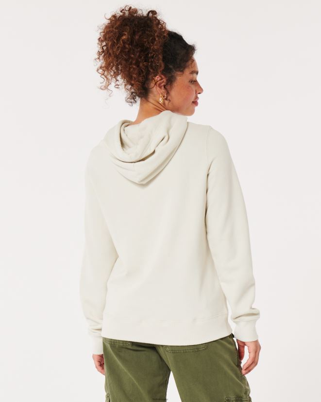 educación física Hollister sudadera con capucha y gráfico del logo crema 086N62320 mujer tapas