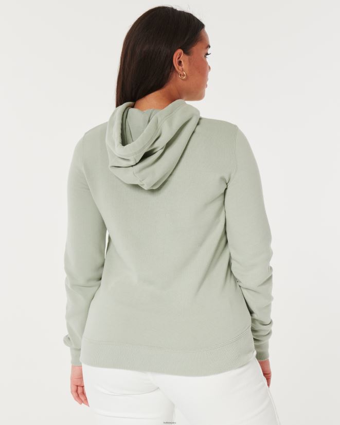 educación física Hollister sudadera con capucha y gráfico del logo verde salvia 086N62321 mujer tapas