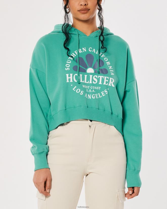 educación física Hollister sudadera con capucha y logo estampado verde 086N62339 mujer tapas