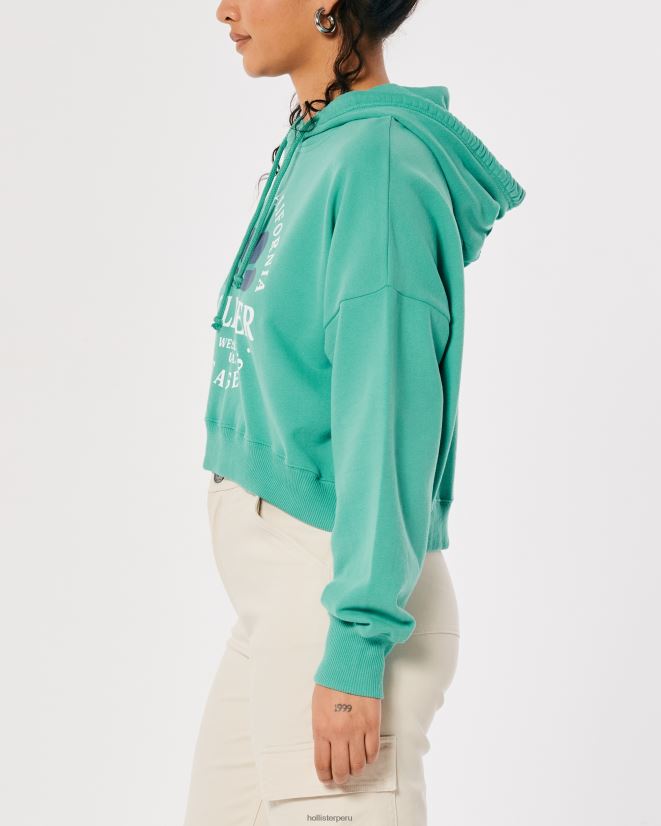 educación física Hollister sudadera con capucha y logo estampado verde 086N62339 mujer tapas