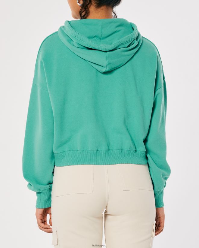 educación física Hollister sudadera con capucha y logo estampado verde 086N62339 mujer tapas
