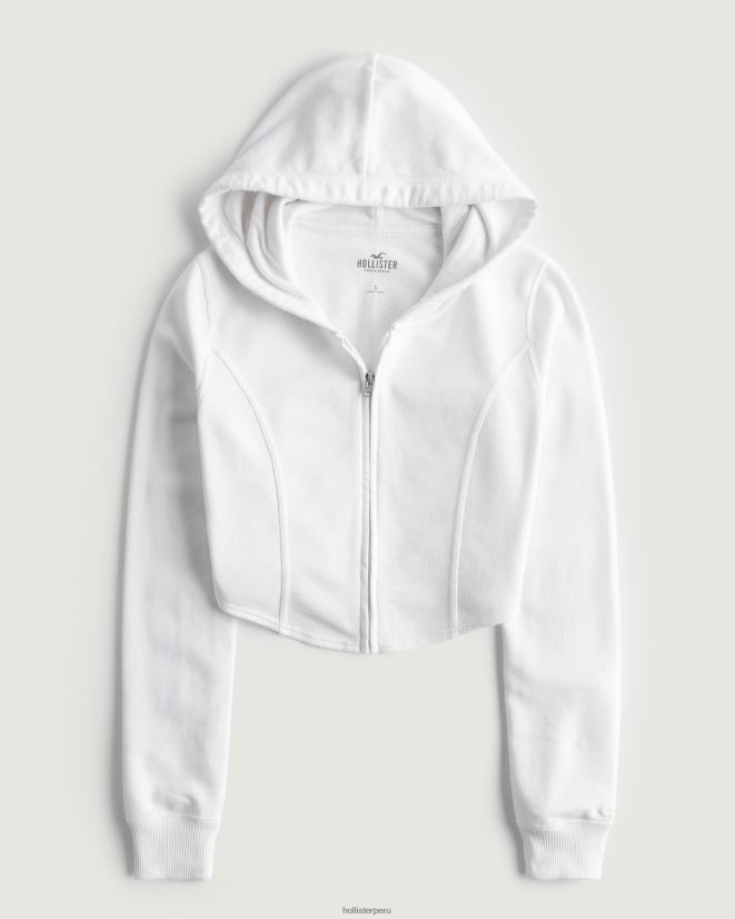 educación física Hollister sudadera con cremallera y costuras blanco 086N62226 mujer tapas