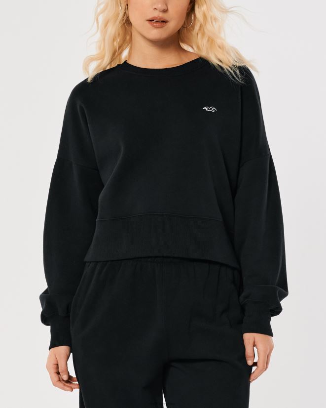 educación física Hollister sudadera con cuello redondo Easy Logo Icon negro 086N62188 mujer tapas