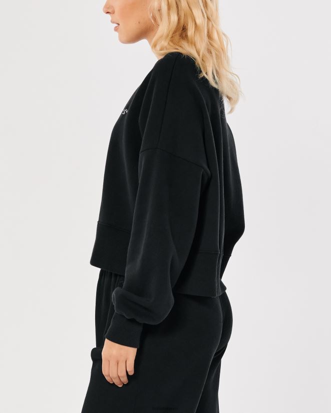 educación física Hollister sudadera con cuello redondo Easy Logo Icon negro 086N62188 mujer tapas