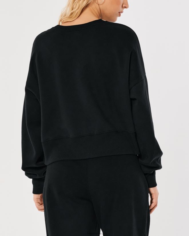 educación física Hollister sudadera con cuello redondo Easy Logo Icon negro 086N62188 mujer tapas