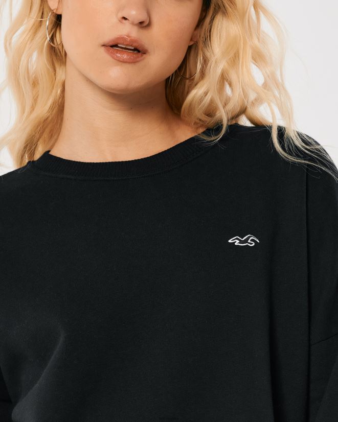 educación física Hollister sudadera con cuello redondo Easy Logo Icon negro 086N62188 mujer tapas