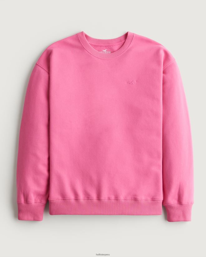 educación física Hollister sudadera extragrande con cuello redondo y logo icónico rosa 086N6278 mujer tapas