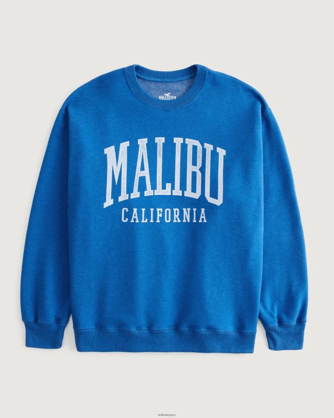 educación física Hollister sudadera extragrande con estampado gráfico malibu california azul 086N6253 mujer tapas