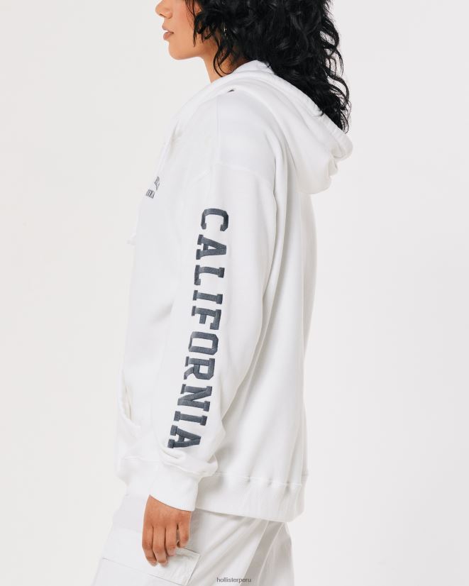 educación física Hollister sudadera extragrande con gráfico de beverly hills y cremallera completa blanco 086N62267 mujer tapas