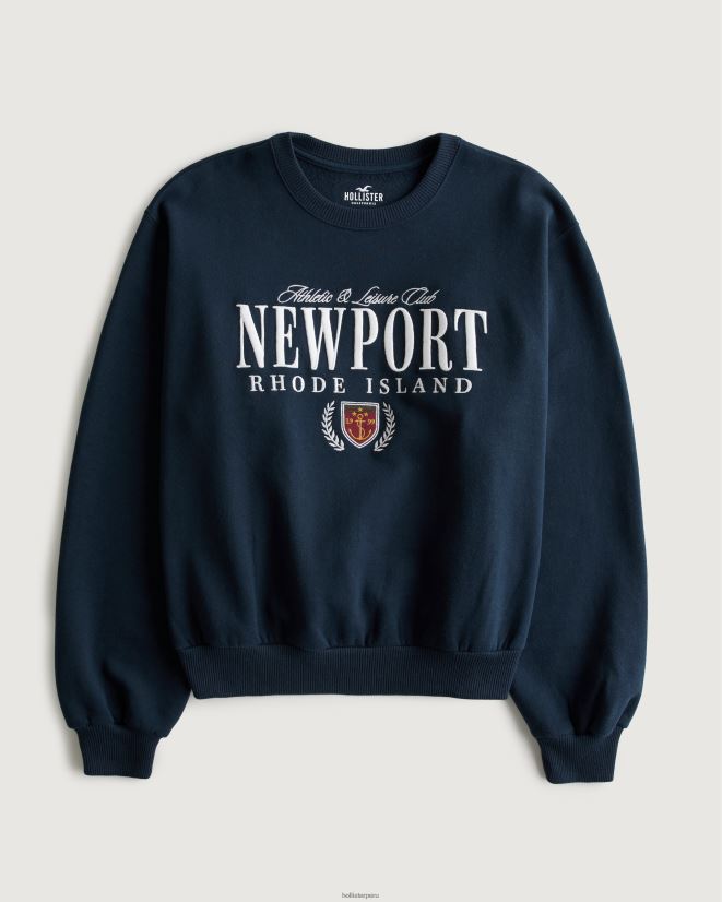 educación física Hollister sudadera extragrande con gráfico de newport rhode island Azul marino 086N626 mujer tapas