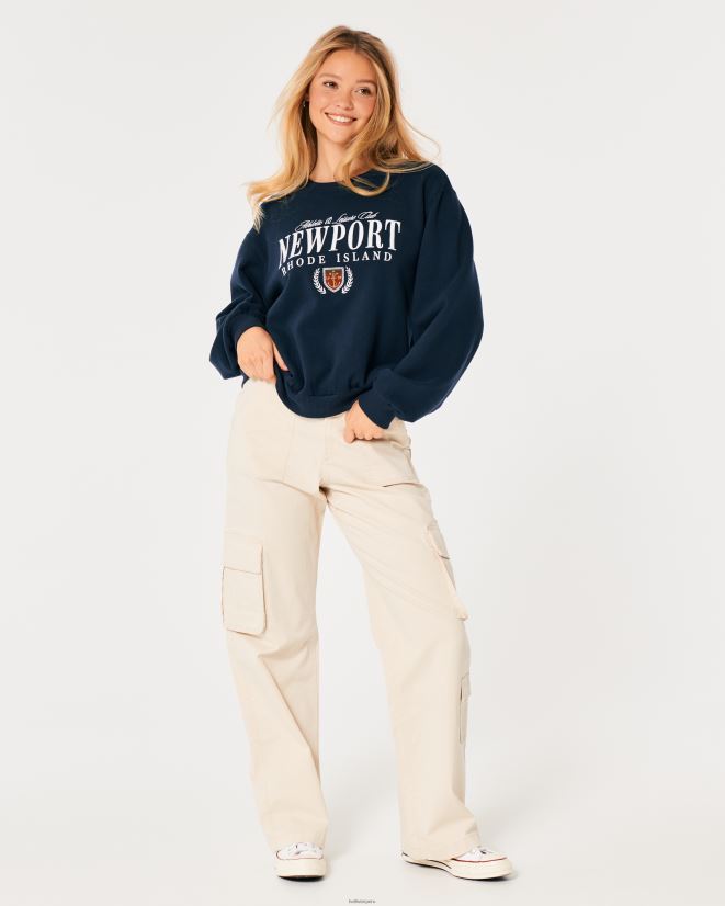 educación física Hollister sudadera extragrande con gráfico de newport rhode island Azul marino 086N626 mujer tapas