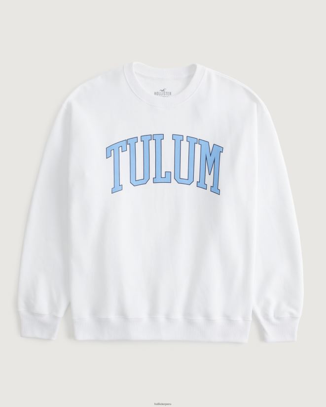 educación física Hollister sudadera extragrande con gráfico de tulum blanco 086N62313 mujer tapas