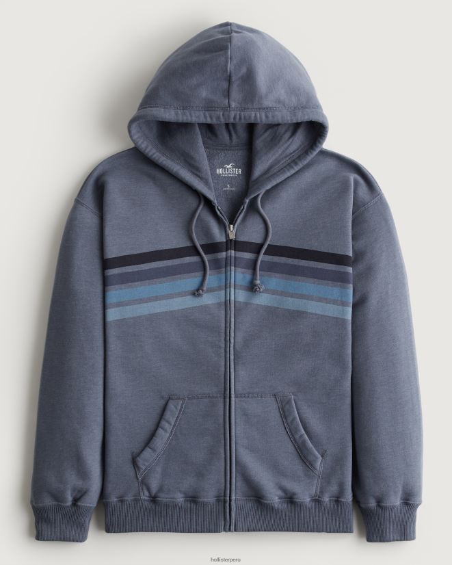 educación física Hollister sudadera oversize a rayas con cremallera completa azul marino brezo 086N62257 mujer tapas