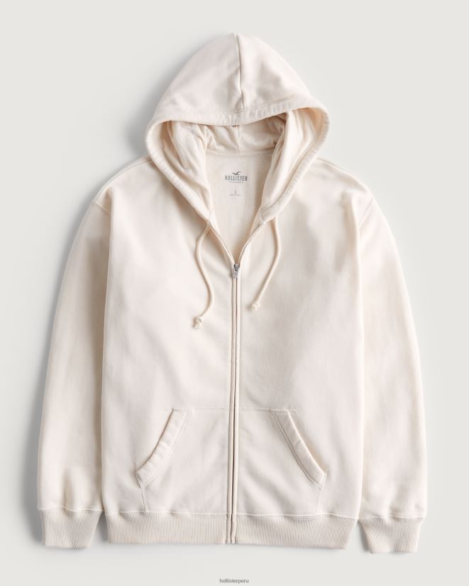 educación física Hollister sudadera oversize con cremallera completa crema 086N6295 mujer tapas