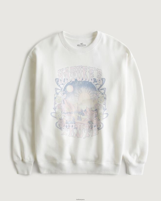 educación física Hollister sudadera oversize con gráfico Nature's Truth blanco 086N62132 mujer tapas