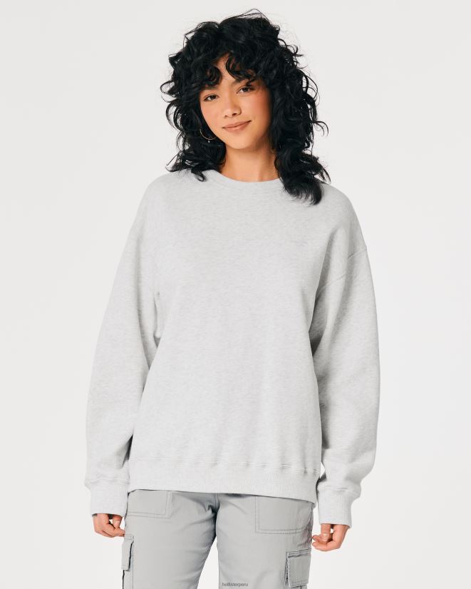 educación física Hollister sudadera oversize con icono gris jaspeado claro 086N6228 mujer tapas