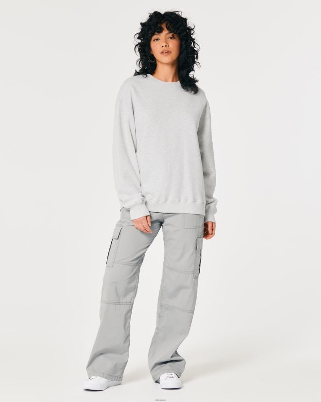 educación física Hollister sudadera oversize con icono gris jaspeado claro 086N6228 mujer tapas
