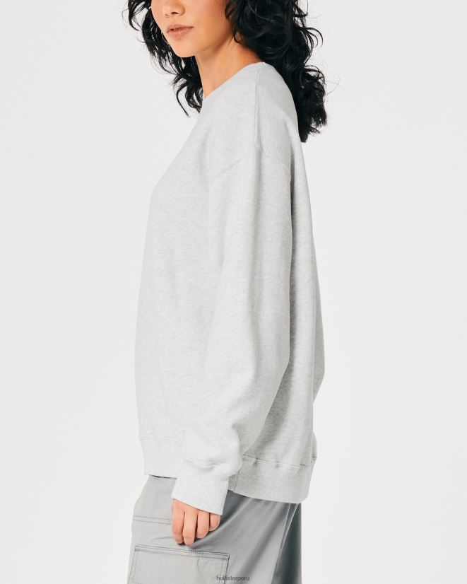 educación física Hollister sudadera oversize con icono gris jaspeado claro 086N6228 mujer tapas