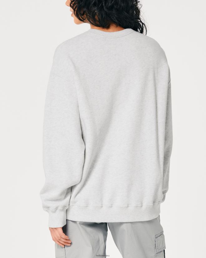educación física Hollister sudadera oversize con icono gris jaspeado claro 086N6228 mujer tapas