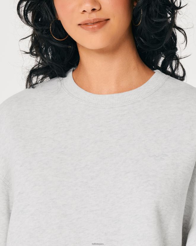 educación física Hollister sudadera oversize con icono gris jaspeado claro 086N6228 mujer tapas