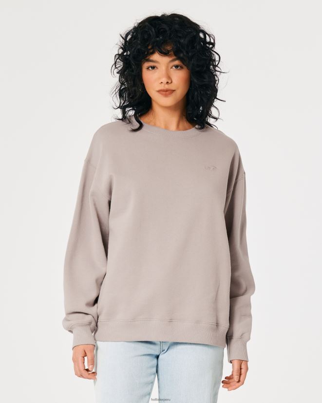 educación física Hollister sudadera oversize con icono gris pardo 086N6219 mujer tapas