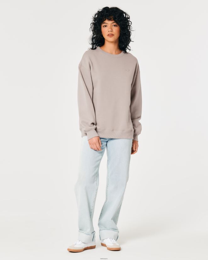 educación física Hollister sudadera oversize con icono gris pardo 086N6219 mujer tapas