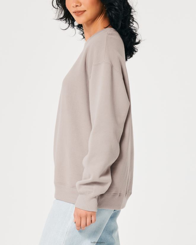 educación física Hollister sudadera oversize con icono gris pardo 086N6219 mujer tapas